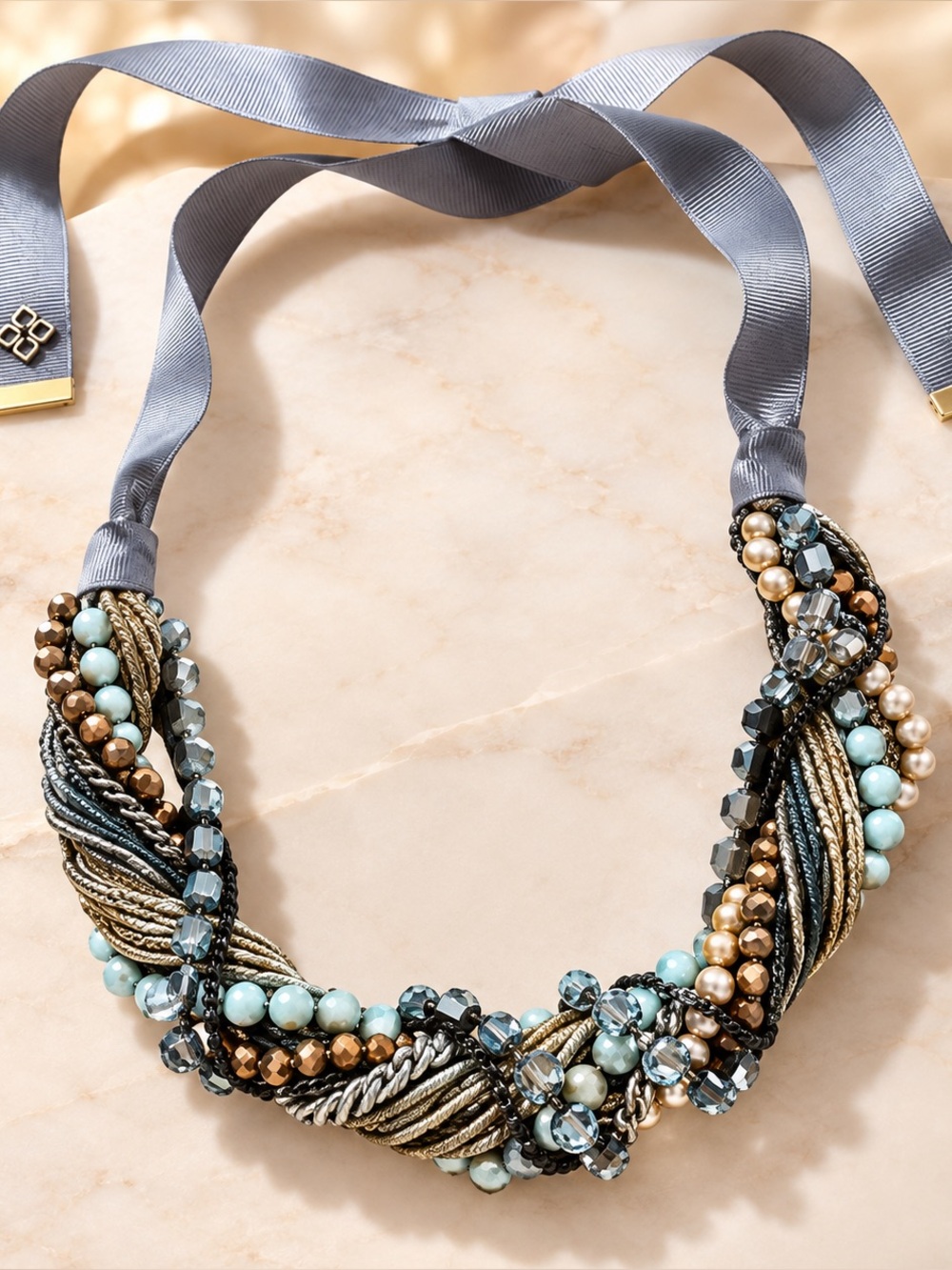 BCBGMAXAZRIA Multi-Strand Necklace with Ribbon Tie